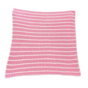 Pottery Barn Baby Pink White Knit Girl Blanket Polyester Acrylic Geometric Chic